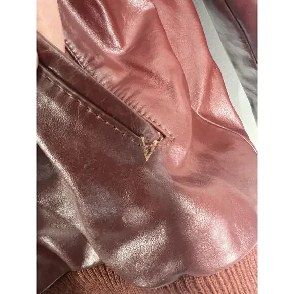 Vintage 70’s Berman’s Leather Burgundy Lined Bomber Jacket Size 42